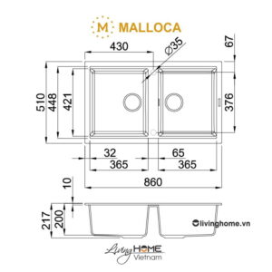 Alternative view of Chậu rửa chén Malloca TITANIUM K-45073 đá granite nano màu xám đẳng cấp