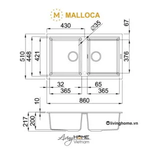 Alternative view of Chậu rửa chén Malloca TITANIUM K-45073 đá granite nano màu xám đẳng cấp