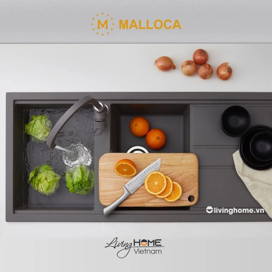 Chậu rửa chén Malloca TITANIUM K-50073 đá granite nano màu xám thời thượng 4 Chậu rửa chén Malloca TITANIUM K-50073 đá granite nano màu xám thời thượng - Ảnh 2