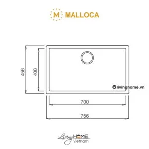 Chậu rửa chén Malloca ZEN K-13073 đá granite nano màu xám hiện đại