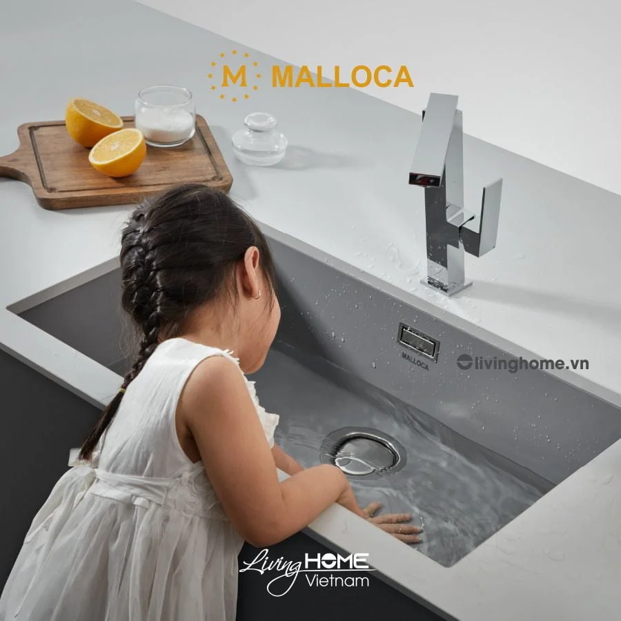 Chậu rửa chén Malloca ZEN K-13073 đá granite nano màu xám hiện đại - Ảnh 3