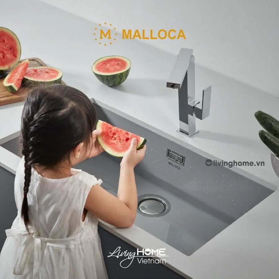 Chậu rửa chén Malloca ZEN K-13073 đá granite nano màu xám hiện đại - Ảnh 4