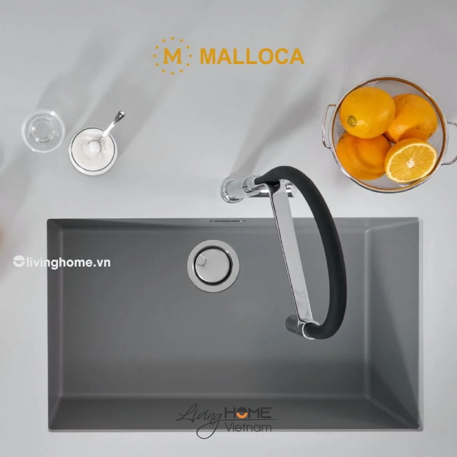 Chậu rửa chén Malloca ZEN K-13073 đá granite nano màu xám hiện đại - Ảnh 2