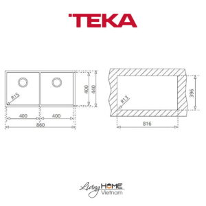 Chậu rửa Teka BE LINEA RS15 2B 860 lắp âm 2 hộc rửa 86cm 13 Chậu rửa Teka BE LINEA RS15 2B 860 lắp âm 2 hộc rửa 86cm