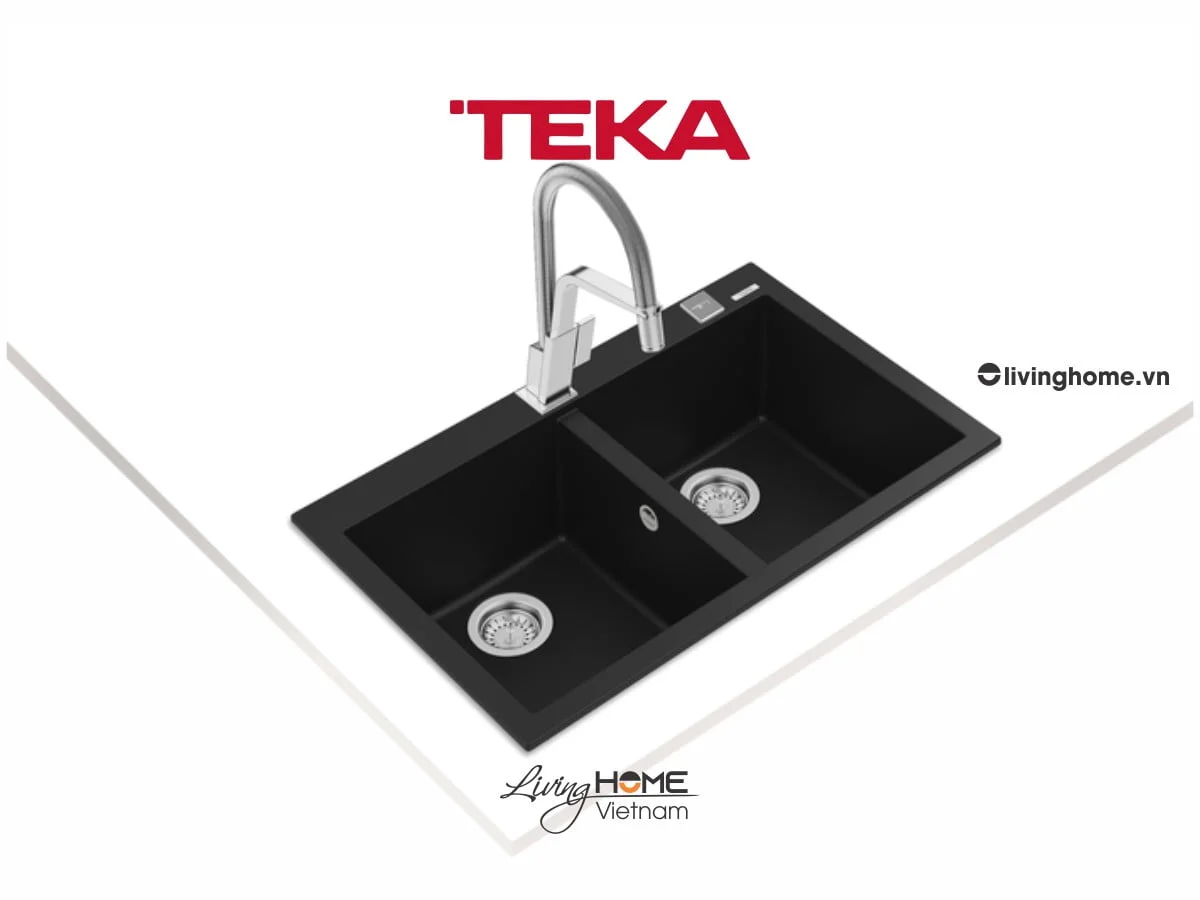 Chậu rửa Teka FORSQUARE 2B 790 Bl lắp nổi đá thạch anh màu đen 79cm 4 Chậu rửa Teka FORSQUARE 2B 790 Bl lắp nổi đá thạch anh màu đen 79cm - Ảnh 2