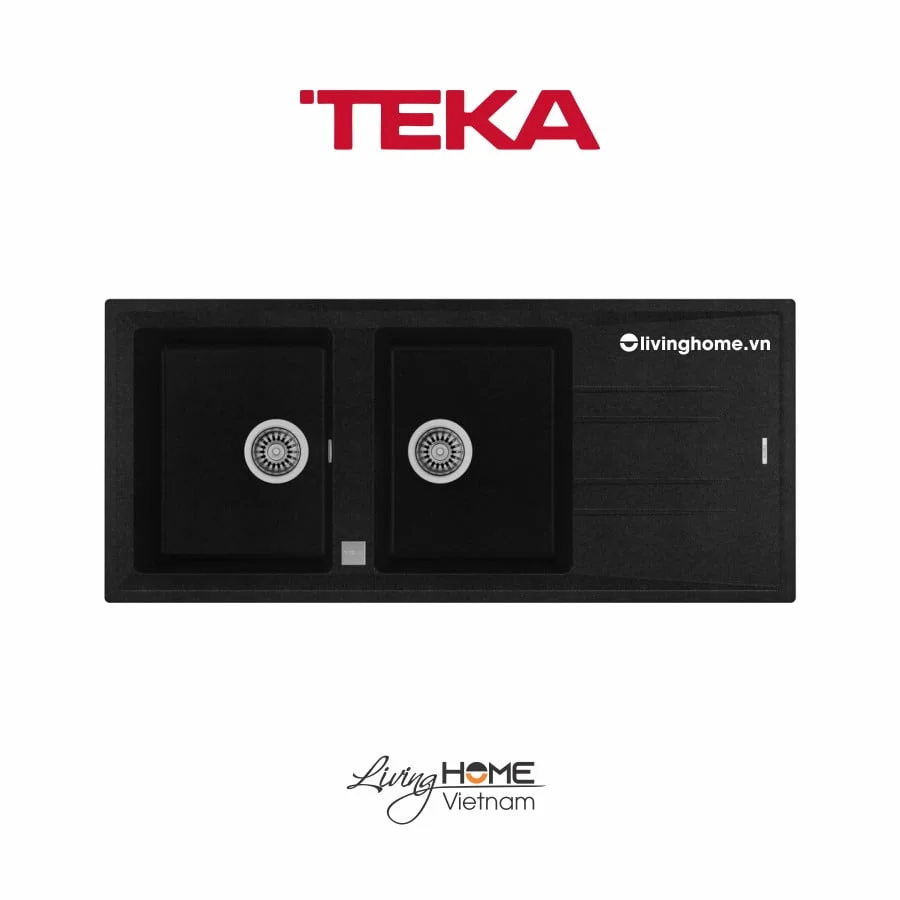 Chậu rửa Teka STONE 80 B-TG 2B 1D Bl lắp nổi đá thạch anh màu đen 3 Chậu rửa Teka STONE 80 B-TG 2B 1D Bl lắp nổi đá thạch anh màu đen