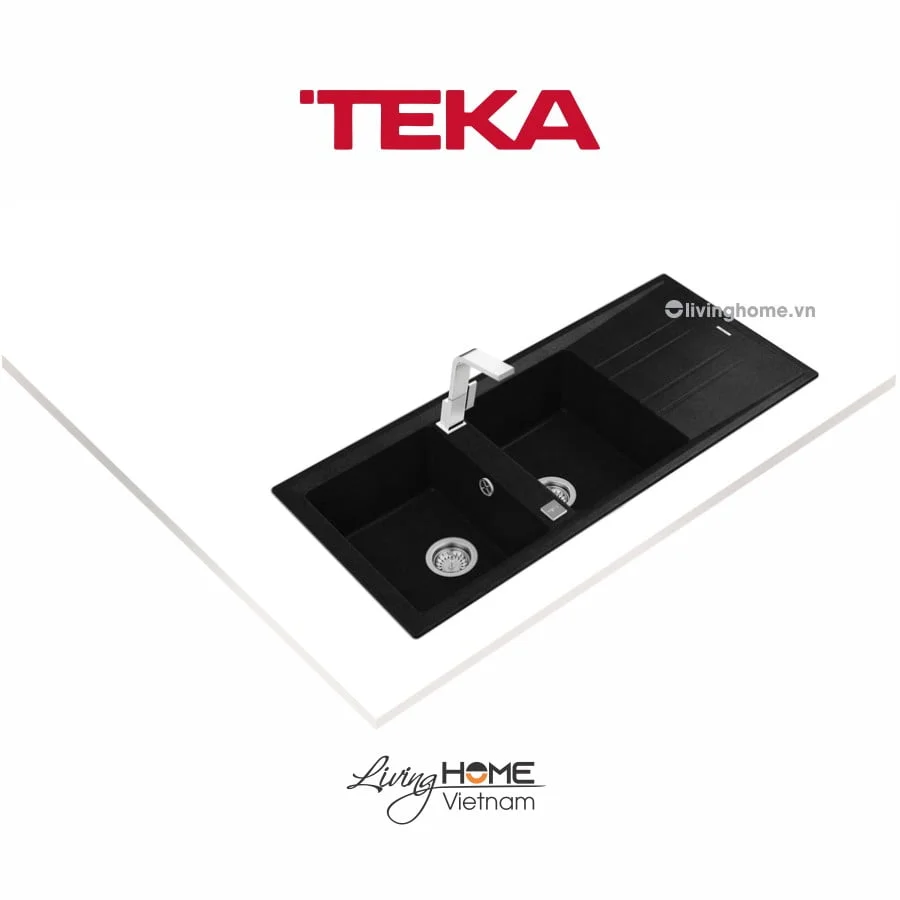Chậu rửa Teka STONE 80 B-TG 2B 1D Bl lắp nổi đá thạch anh màu đen 4 Chậu rửa Teka STONE 80 B-TG 2B 1D Bl lắp nổi đá thạch anh màu đen - Ảnh 2