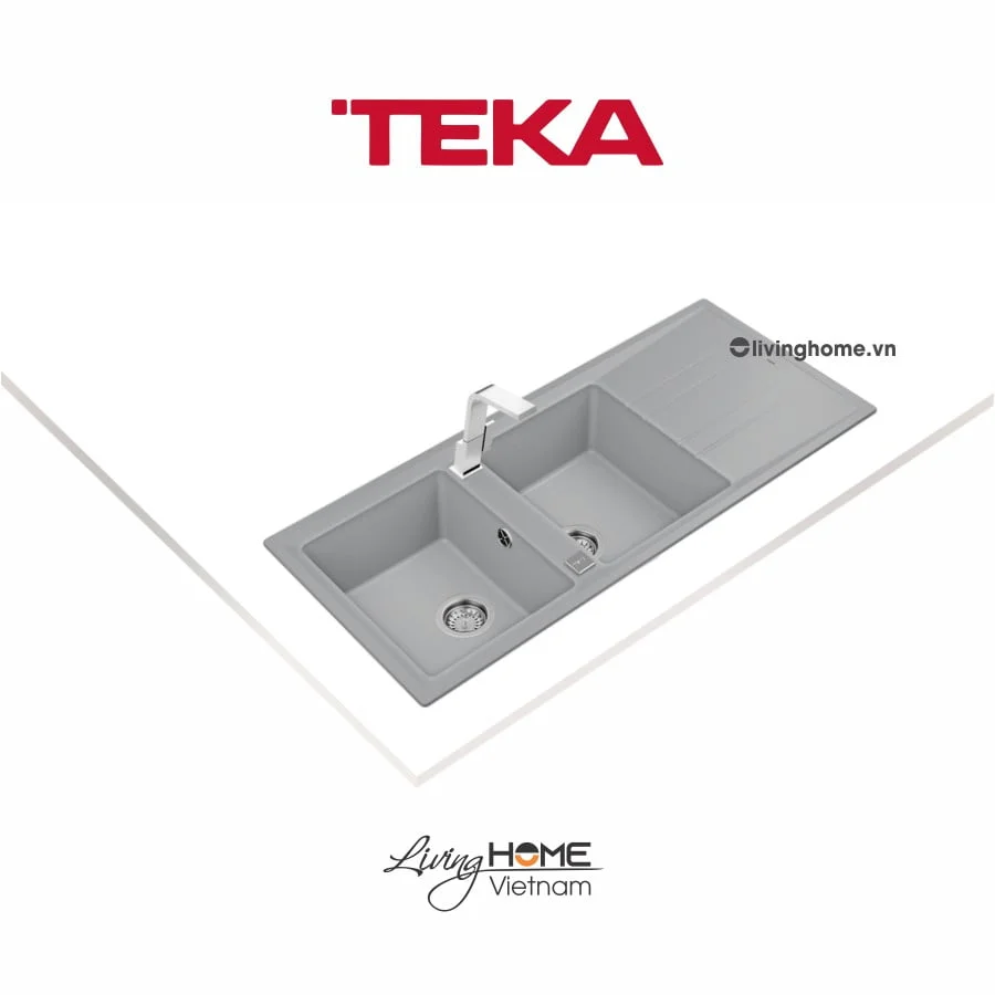 Chậu rửa Teka STONE 80 B-TG 2B 1D Gr lắp nổi đá thạch anh màu xám 4 Chậu rửa Teka STONE 80 B-TG 2B 1D Gr lắp nổi đá thạch anh màu xám - Ảnh 2