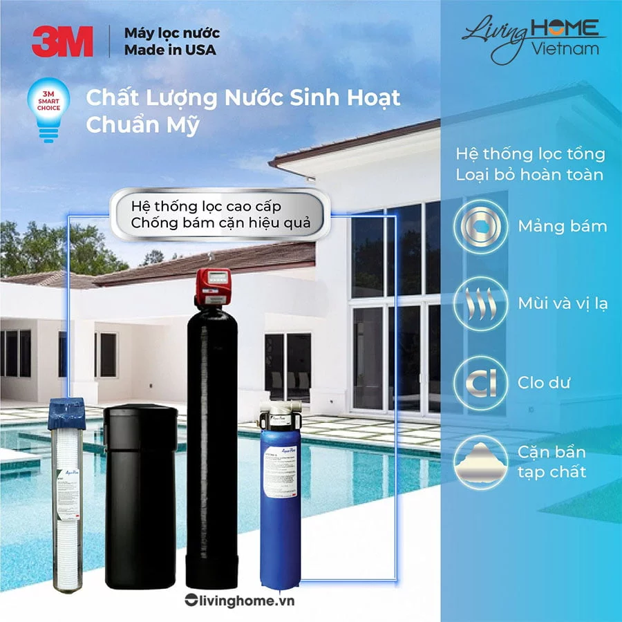 Combo làm mềm nước tổng đầu nguồn 3M nhập khẩu Mỹ 4 Combo làm mềm nước tổng đầu nguồn 3M nhập khẩu Mỹ - Ảnh 2