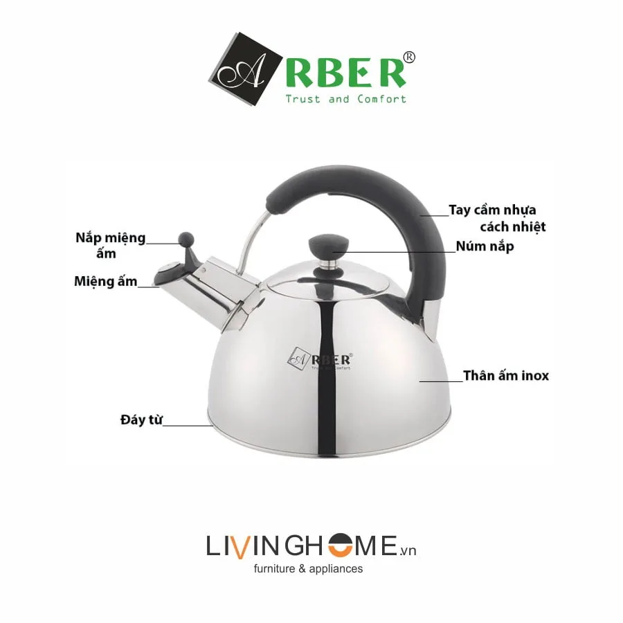 Ấm đun nước Arber AB2.5L Inox 304 6 Ấm đun nước Arber AB2.5L