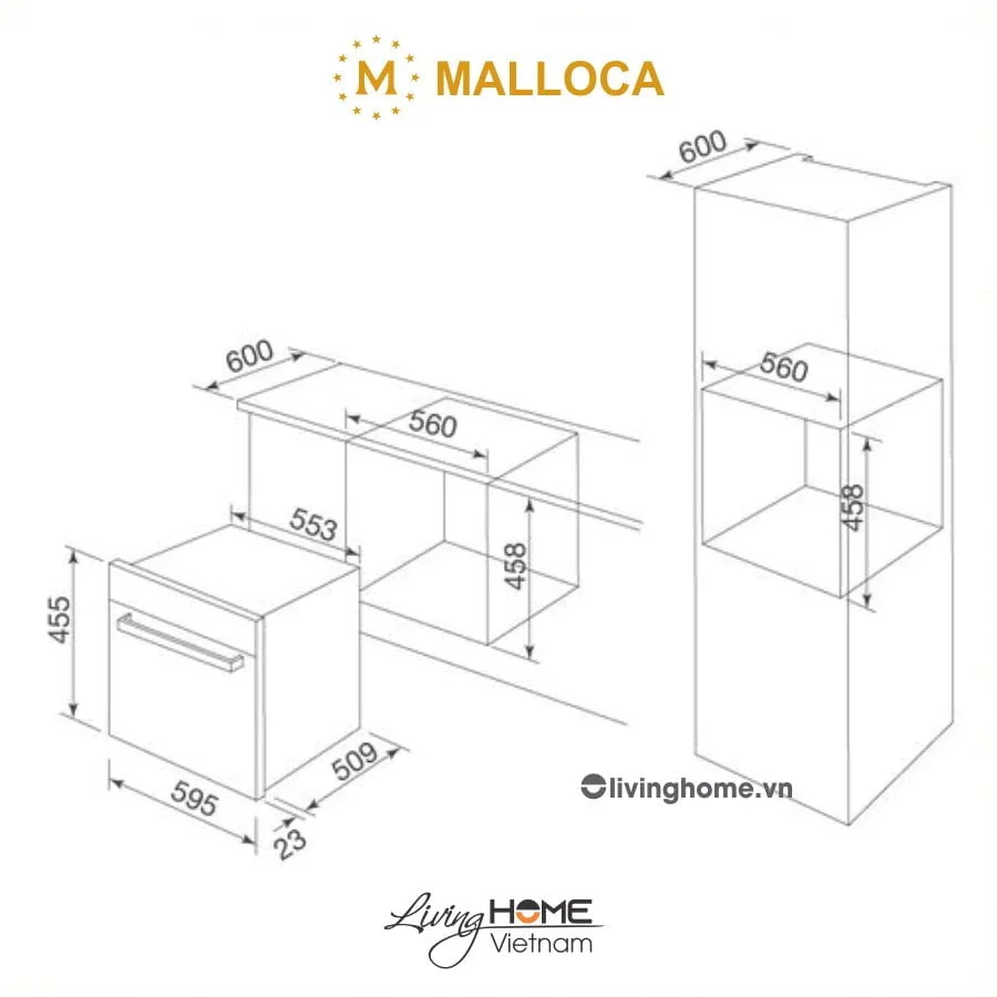 Lò hấp Malloca MST-48CP âm tủ dung tích 48L màu đen sang trọng - Ảnh 2