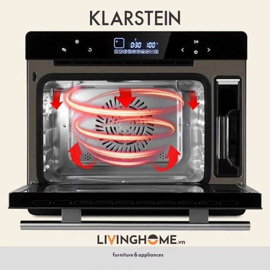 Lò hấp Klarstein KL-MASTERFRESH STEAM OVEN thiết kế mặt kính đen mạnh mẽ - Ảnh 4