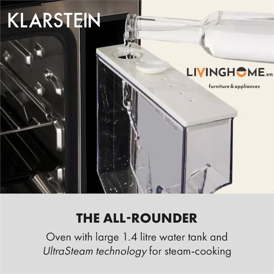 Lò hấp Klarstein KL-MASTERFRESH STEAM OVEN thiết kế mặt kính đen mạnh mẽ - Ảnh 2