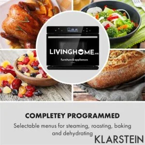 Lò hấp Klarstein KL-MASTERFRESH STEAM OVEN thiết kế mặt kính đen mạnh mẽ