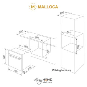 Thiết Bị Bếp & Gia Dụng Chính Hãng 74 Alternative view of Lò nướng Malloca MOV-656 ECO âm tủ màu đen phối inox 6 chức năng