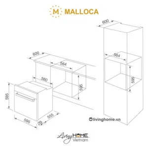 Alternative view of Lò nướng Malloca MOV-656 ECO âm tủ màu đen phối inox 6 chức năng