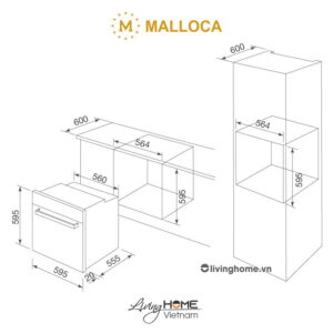 Lò nướng Malloca MOV-72 PYRO âm tủ dung tích 70L màu đen viền inox