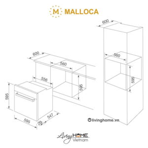 Alternative view of Lò nướng Malloca MOV-726 MC âm tủ dung tích 66L màu đen