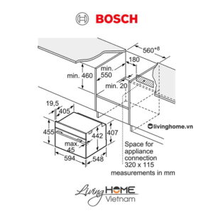 Lò hấp Bosch CDG634AS0 - 38 lít 45cm 16 Lò hấp Bosch CDG634AS0 - 38 lít 45cm