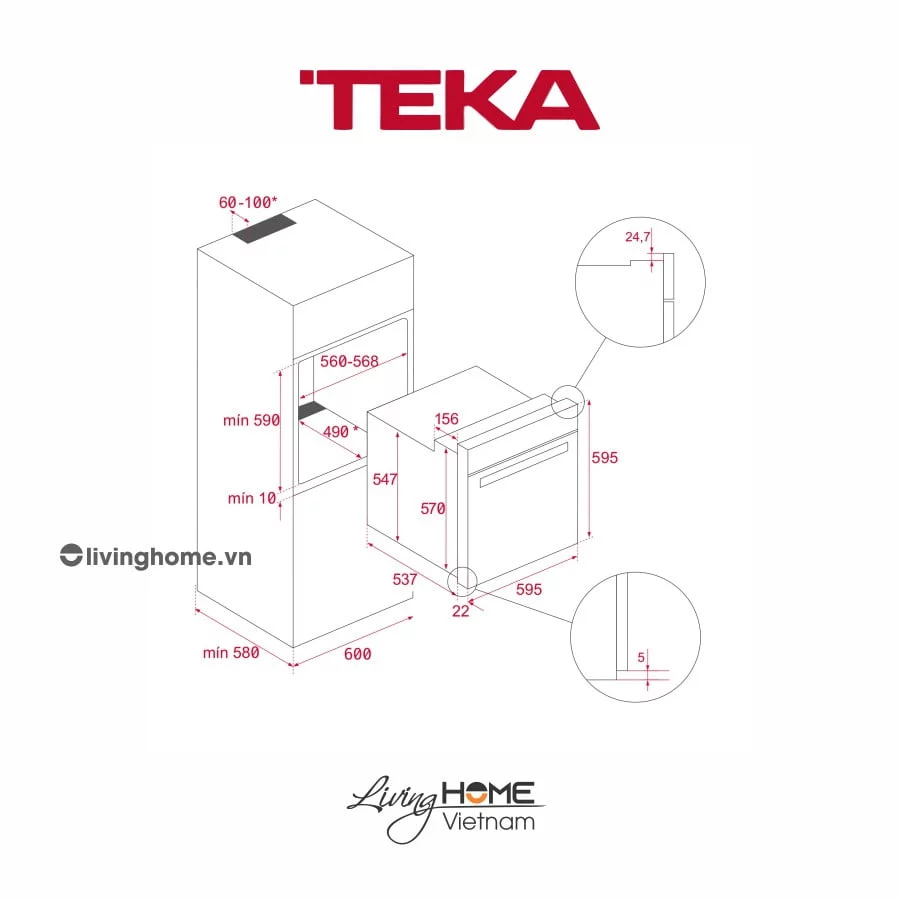 Lò nướng Teka HSB 6525 âm đối lưu 6 chức năng nướng 8 Lò nướng Teka HSB 6525 âm đối lưu 6 chức năng nướng - Ảnh 6