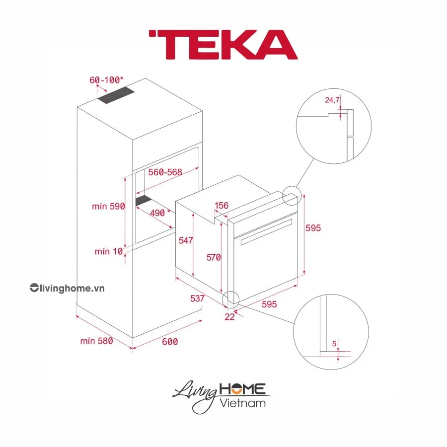 Lò nướng Teka HSB 615 thép không gỉ dung tích 70L - Ảnh 2
