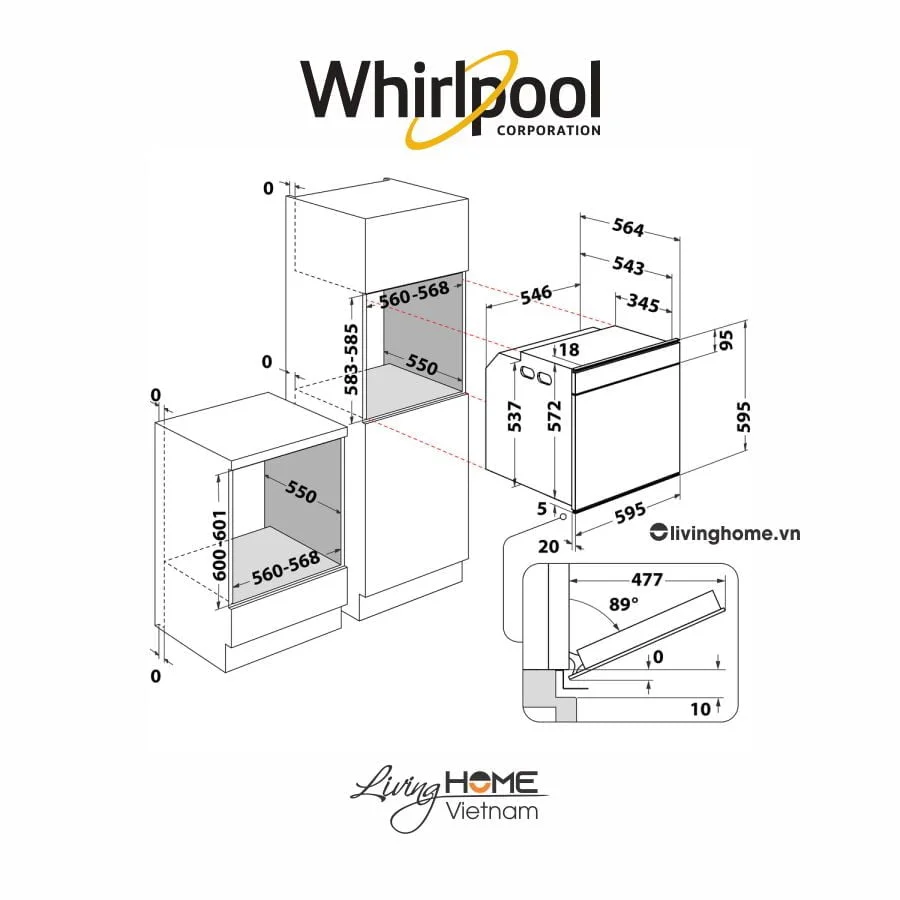 Lò Nướng Âm Whirlpool W7 OS4 4S1 P, 73L, 14 Chức Năng - Ảnh 11