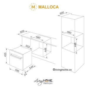 Lò vi sóng Malloca MW-40CP âm tủ dung tích 40L màu đen sang trọng