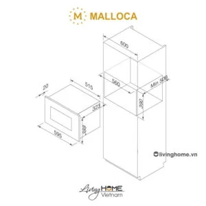 Alternative view of Lò vi sóng Malloca MW-820B âm tủ dung tích 20L màu đen thiết kế nhỏ gọn