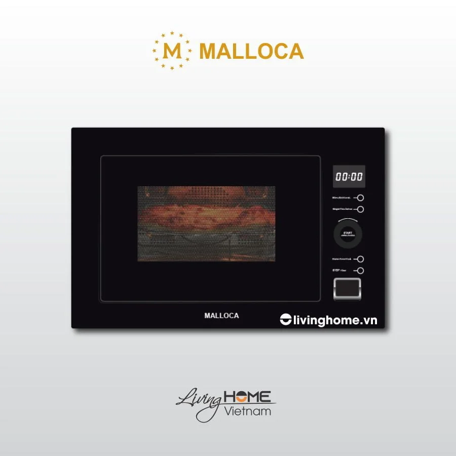 Lò vi sóng Malloca MW-927BG đen âm tủ dung tích 27L thiết kế nhỏ gọn