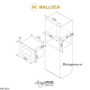 Lò vi sóng Malloca MW-927I âm tủ 5 mức công suất vi sóng dung tích 27L