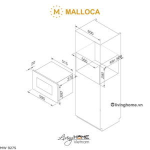 Lò vi sóng Malloca MW 927S âm tủ màu đen phối inox dung tích 27L