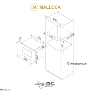 Lò vi sóng Malloca MW 927S âm tủ màu đen phối inox dung tích 27L