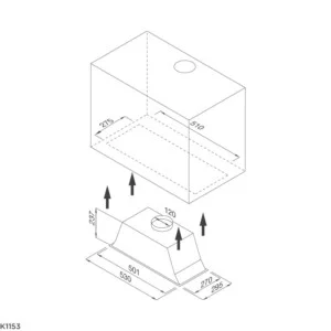 Máy Hút Mùi Âm Tủ Malloca K1153, 53cm, Công Tắc Gạt