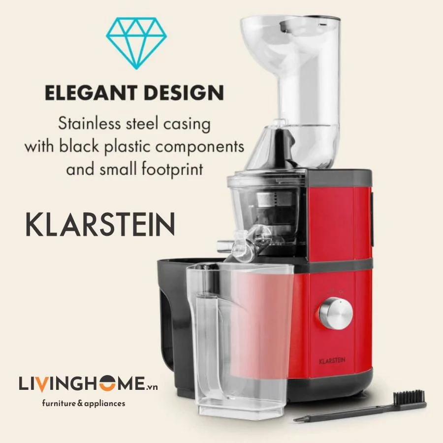 Máy ép chậm Klarstein KL-400W Red thiết kế vỏ thép không gỉ màu đỏ siêu bền 7 Máy ép chậm Klarstein KL-400W Red thiết kế vỏ thép không gỉ màu đỏ siêu bền - Ảnh 5