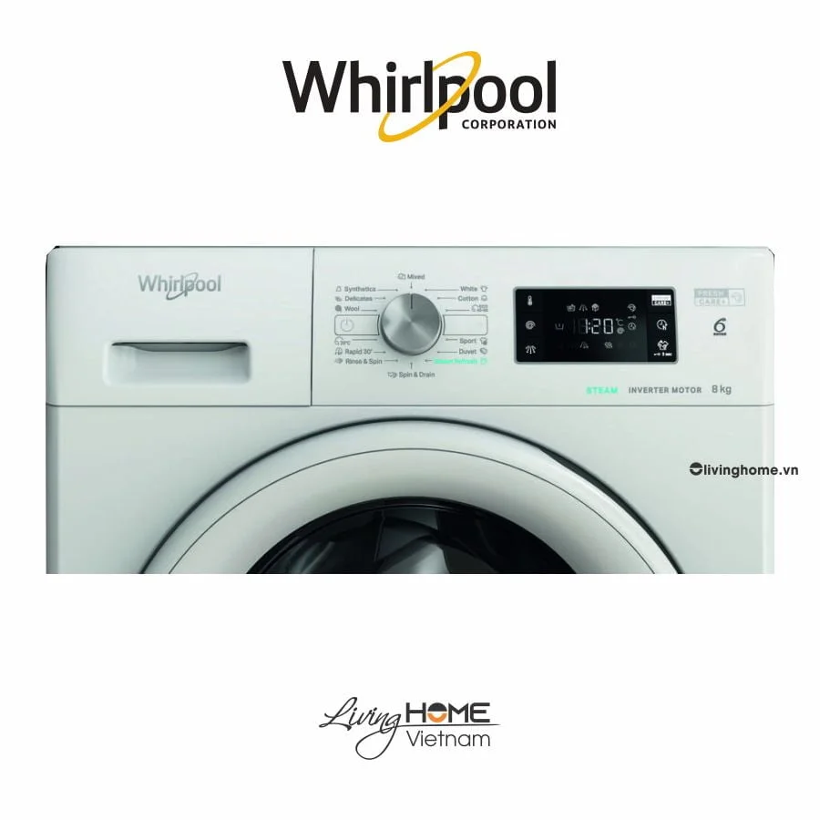 Máy giặt Whirlpool FFB 8458 WV EU 8kg trắng - Ảnh 4