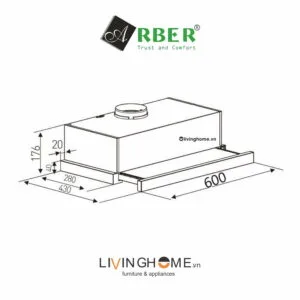 Alternative view of Máy hút mùi Arber AB600KA thiết kế âm tủ nhỏ gọn 60cm