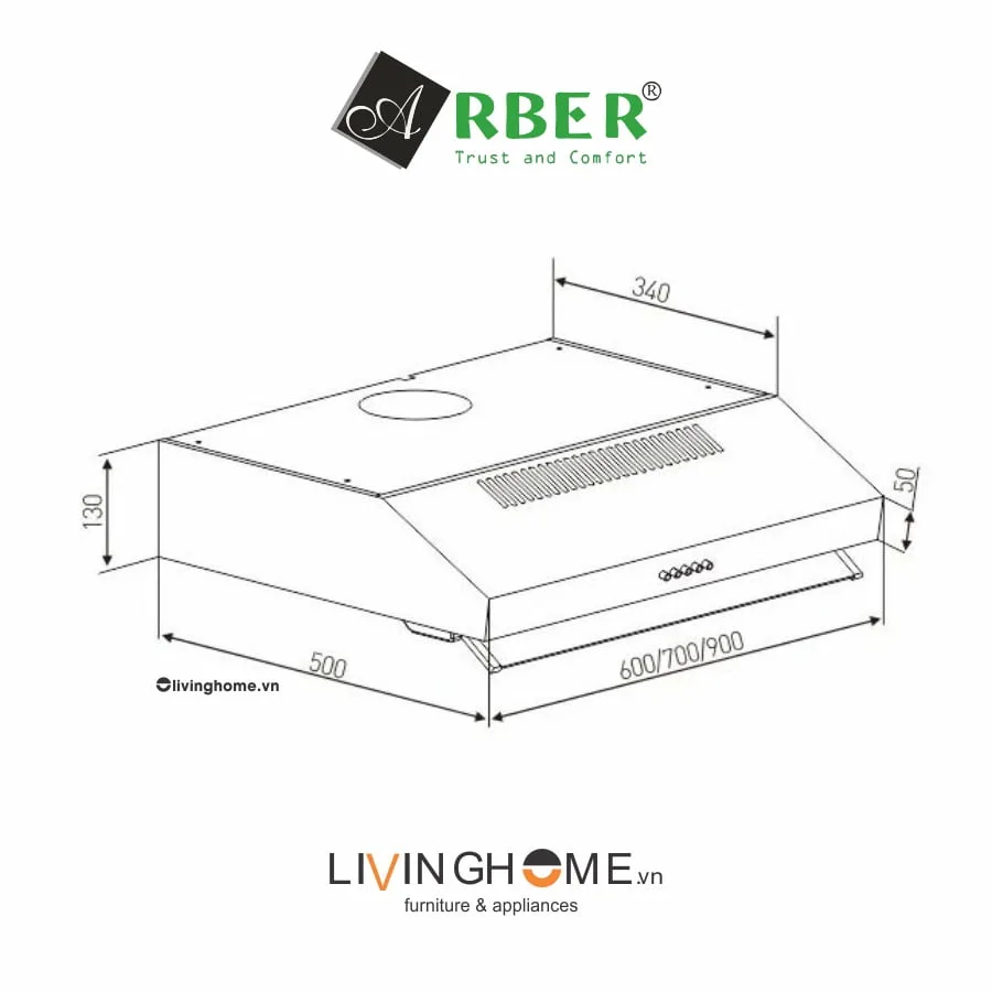 Máy hút mùi Arber AB700AI 70cm âm tủ nhỏ gọn 4 Máy hút mùi Arber AB700AI 70cm âm tủ nhỏ gọn - Ảnh 2