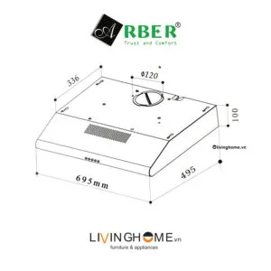 Alternative view of Máy hút mùi Arber AB700C thiết kế màu đen sang trọng