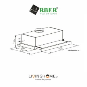 Máy hút mùi Arber AB700KA thiết kế âm tủ nhỏ gọn 70cm 9 Máy hút mùi Arber AB700KA thiết kế âm tủ nhỏ gọn 70cm