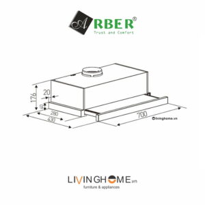Alternative view of Máy hút mùi Arber AB700KB sơn tĩnh điện không gỉ 70cm