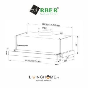 Alternative view of Máy hút mùi Arber AB700KC không gỉ nhỏ gọn 70cm