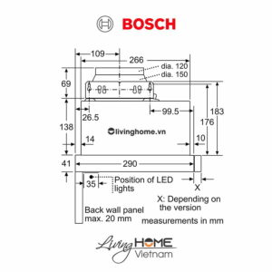 Máy hút mùi Bosch DFM063W56B - Âm tủ 64dB 60cm