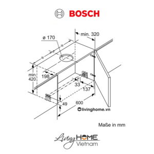 Máy hút mùi Bosch DFS067K51 - Âm tủ 60dB 60cm 22 Máy hút mùi Bosch DFS067K51 - Âm tủ 60dB 60cm