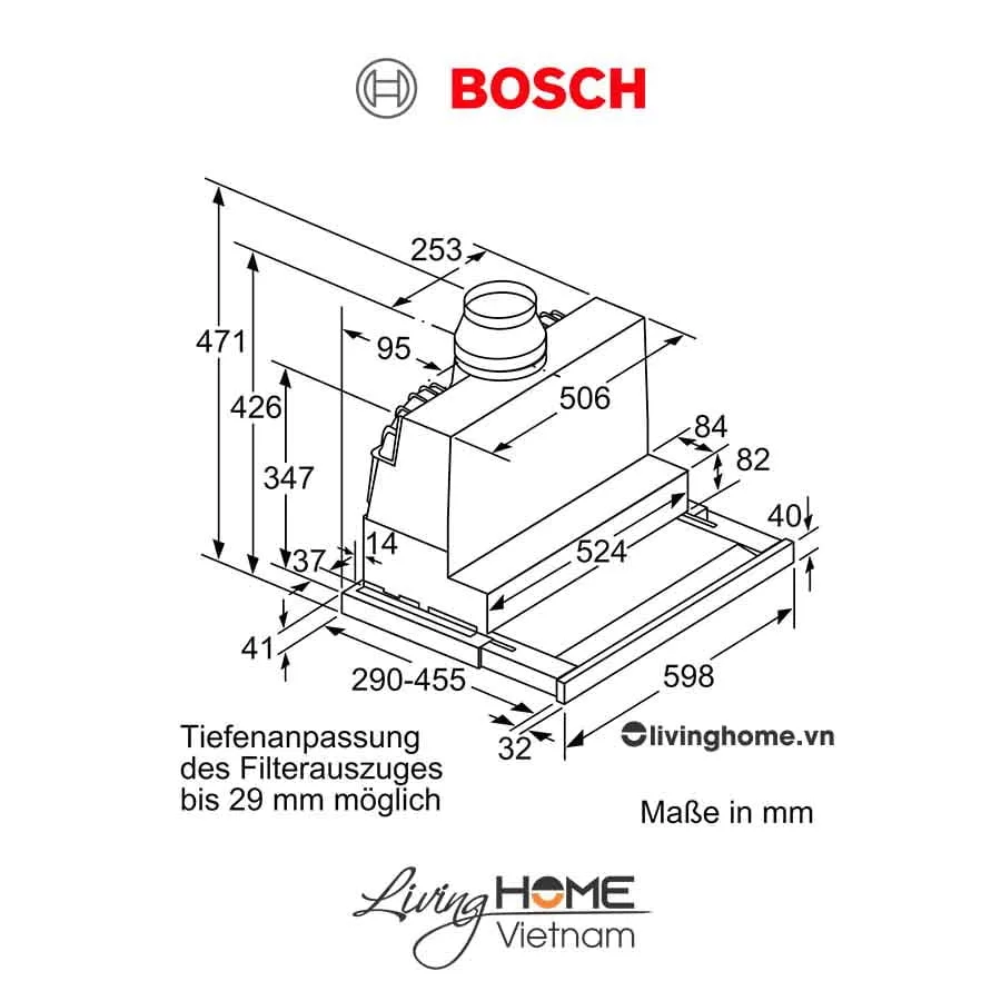 Máy hút mùi Bosch DFS067K51 - Âm tủ 60dB 60cm 12 Máy hút mùi Bosch DFS067K51 - Âm tủ 60dB 60cm - Ảnh 10