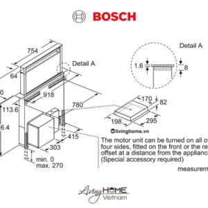 Máy hút mùi Bosch DDD97BM60B - Âm bàn 62dB 90cm