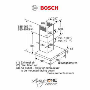 Máy hút mùi Bosch DWB66DM50B - Gắn tường 60dB 60cm 19 Máy hút mùi Bosch DWB66DM50B - Gắn tường 60dB 60cm