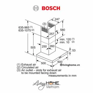 Máy hút mùi Bosch DWB66DM50B - Gắn tường 60dB 60cm 19 Máy hút mùi Bosch DWB66DM50B - Gắn tường 60dB 60cm