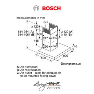 Máy hút mùi Bosch DWB98JQ50B - Gắn tường 55dB 90cm 16 Máy hút mùi Bosch DWB98JQ50B - Gắn tường 55dB 90cm