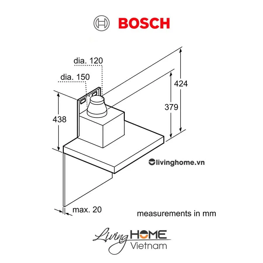 Máy hút mùi Bosch DWB98JQ50B - Gắn tường 55dB 90cm 9 Máy hút mùi Bosch DWB98JQ50B - Gắn tường 55dB 90cm - Ảnh 7