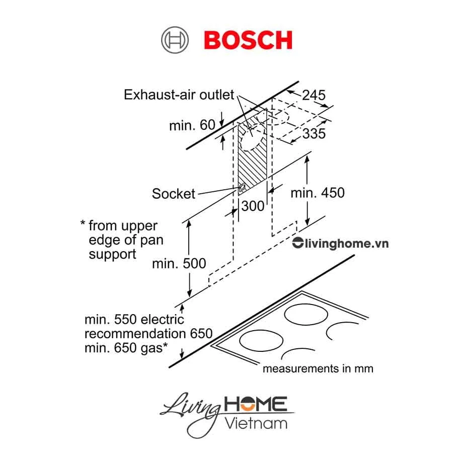 Máy hút mùi Bosch DWB98JQ50B - Gắn tường 55dB 90cm 10 Máy hút mùi Bosch DWB98JQ50B - Gắn tường 55dB 90cm - Ảnh 8